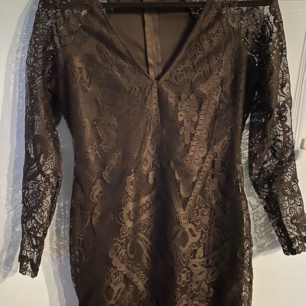 Black lace mini dress